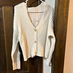 Women's White Ribbed Sweater